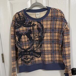 Maeve Blue and Tan Plaid Women's Sweater